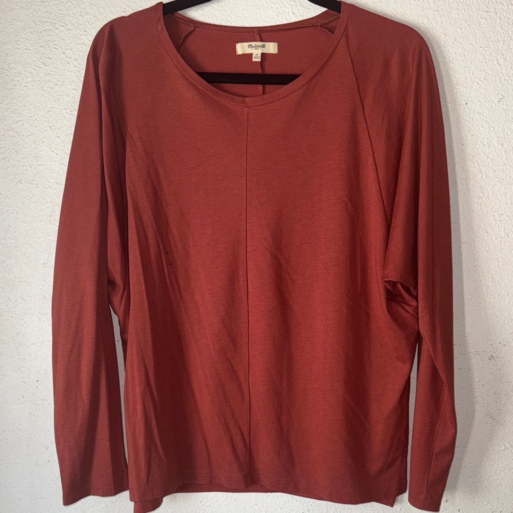 Madewell Burnt Orange Rust Long Sleeve Blouse- Medium